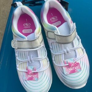Wonder Nation Kids Light-Up White Sneakers with Rainbow Accents